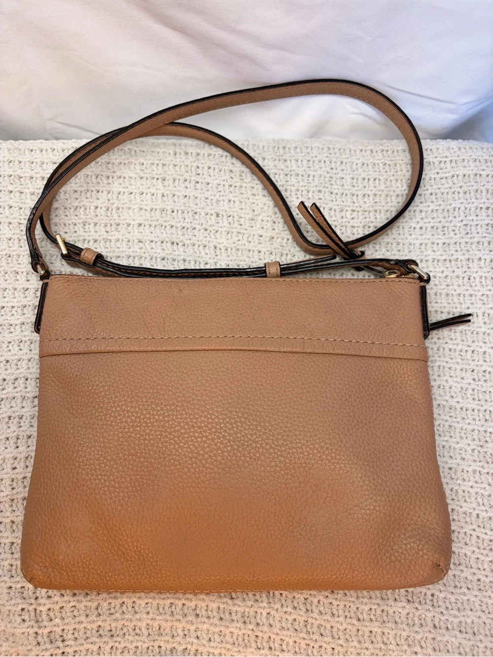 kate spade Tan Pebbled Leather Crossbody with Gold Hardware